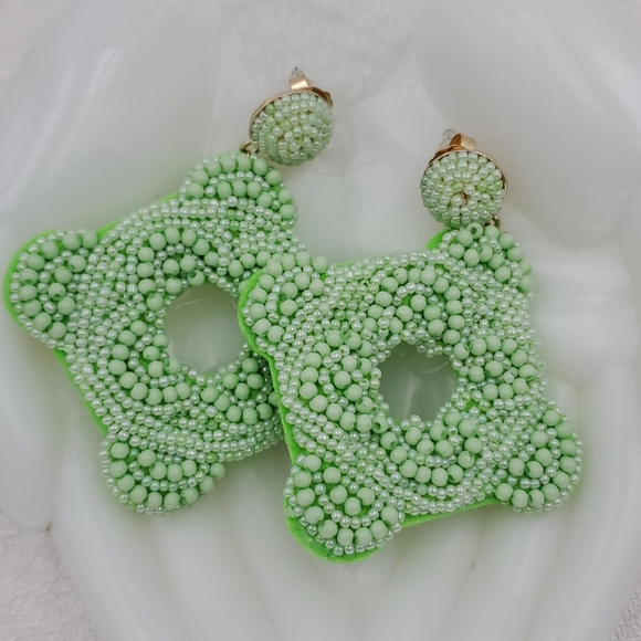 Treasure Jewels Jewelry Treasure Jewels Green Seed Bead Earrings